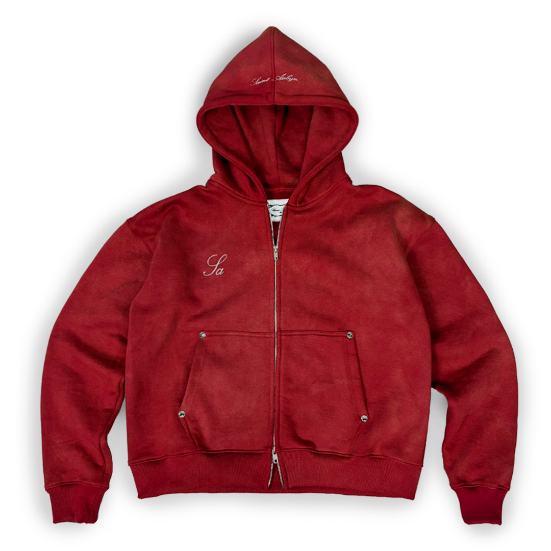 BLOOD RED ZIP UP