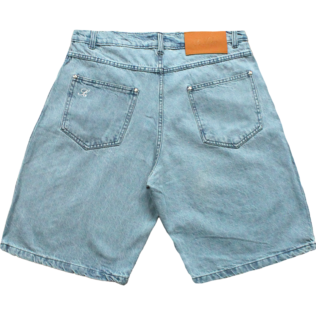 Embossed Jorts - Washed Blue