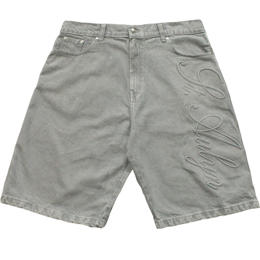 Embossed Jorts - Washed Blue